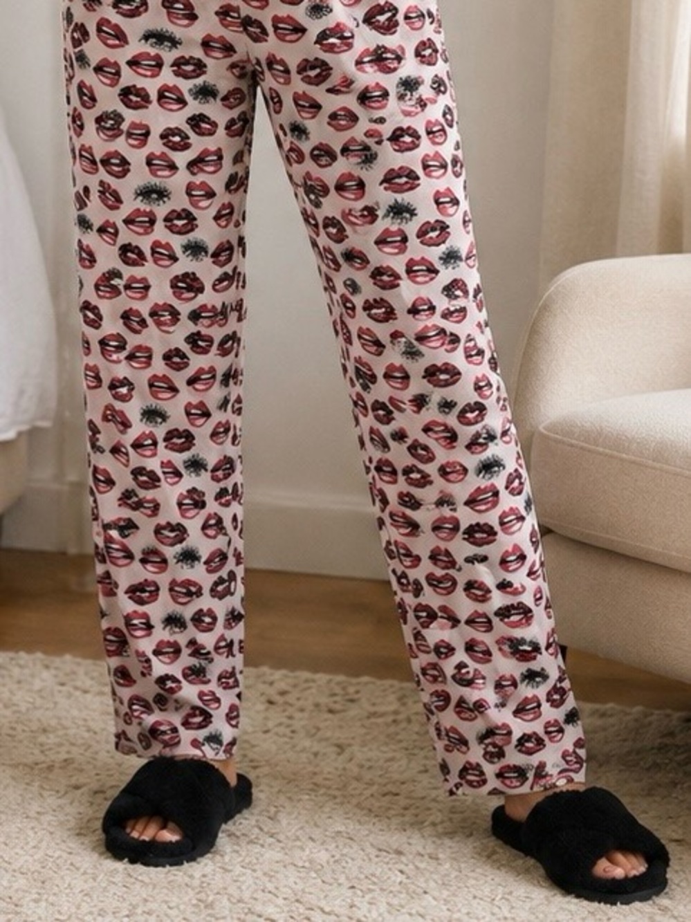 Cotton On Body Lips Eyes Pajama Pants Medium 100% Cotton
